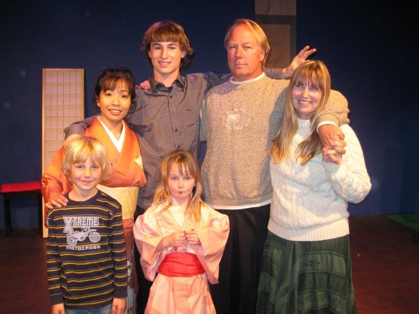 Ten year anniversary - of the theatre. My "original" son Russell, Mercedes' son Birch, Gay, and Mercedes' grand daughter was my daughter "TROUBLE" Her family stayed with me for the very difficult time to keep the theatre going.
