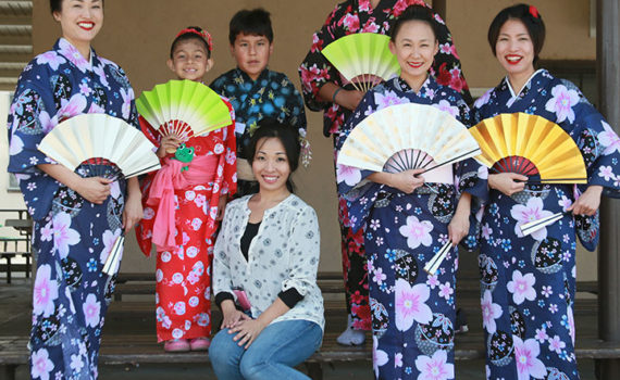 Japanese dance kimono demonstration. School program